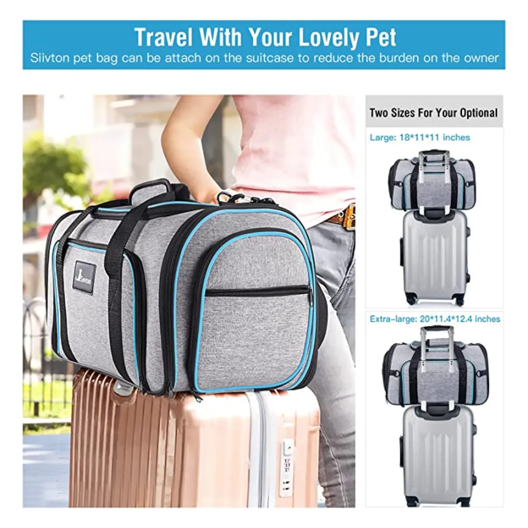 4 Sides Expandable Carrier with Fleece Pad for Cats