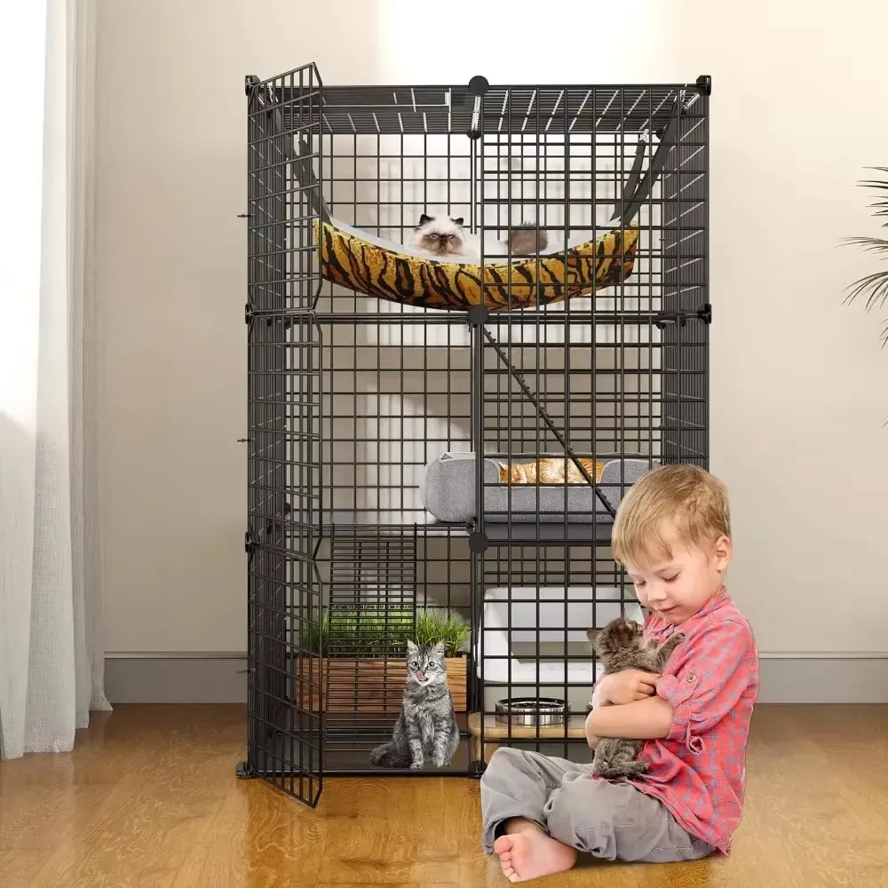 4-Tier Indoor Cat Enclosure with Hammock