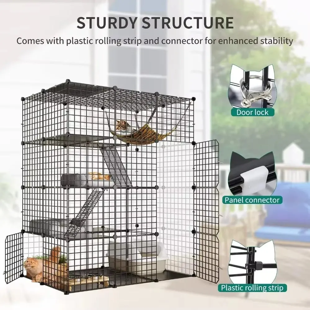 4-Tier Indoor Cat Enclosure with Hammock