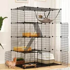 4-Tier Indoor Cat Enclosure with Hammock