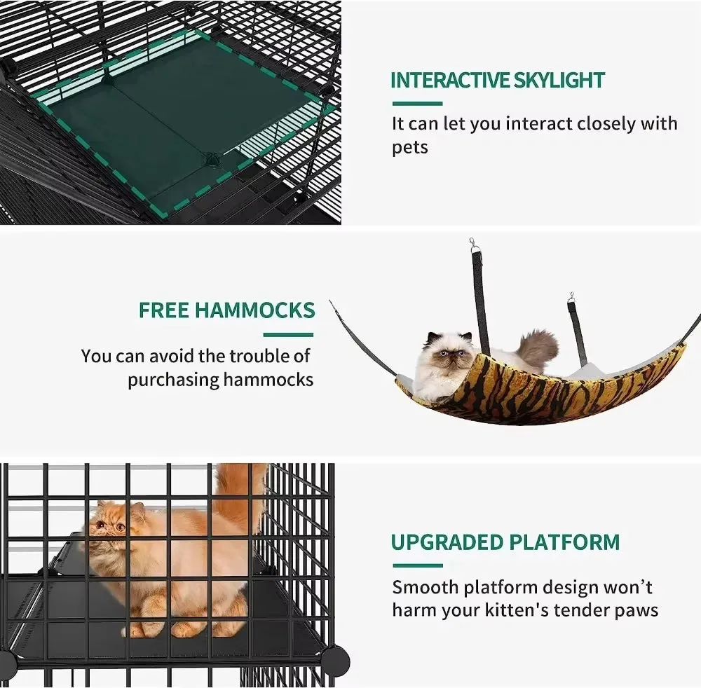4-Tier Indoor Cat Enclosure with Hammock