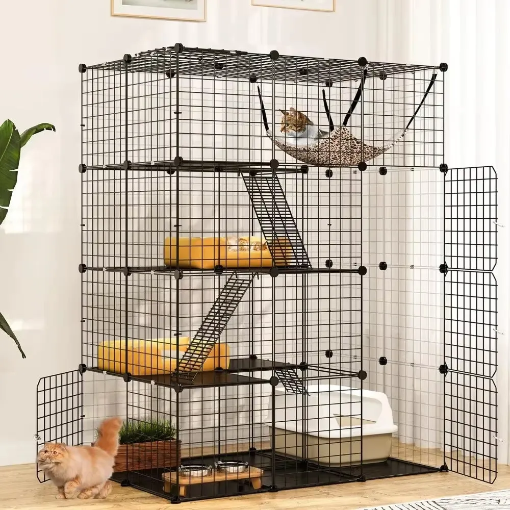 4-Tier Indoor Cat Enclosure with Hammock