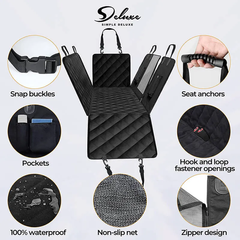 58" Simple Deluxe Waterproof Dog Car Seat Cover with Mesh Window