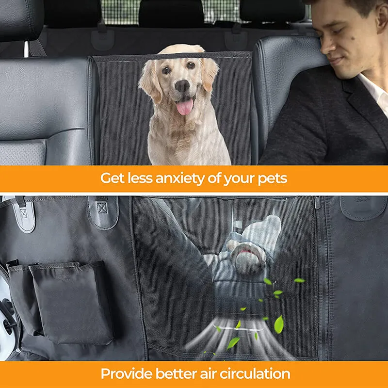 58" Simple Deluxe Waterproof Dog Car Seat Cover with Mesh Window