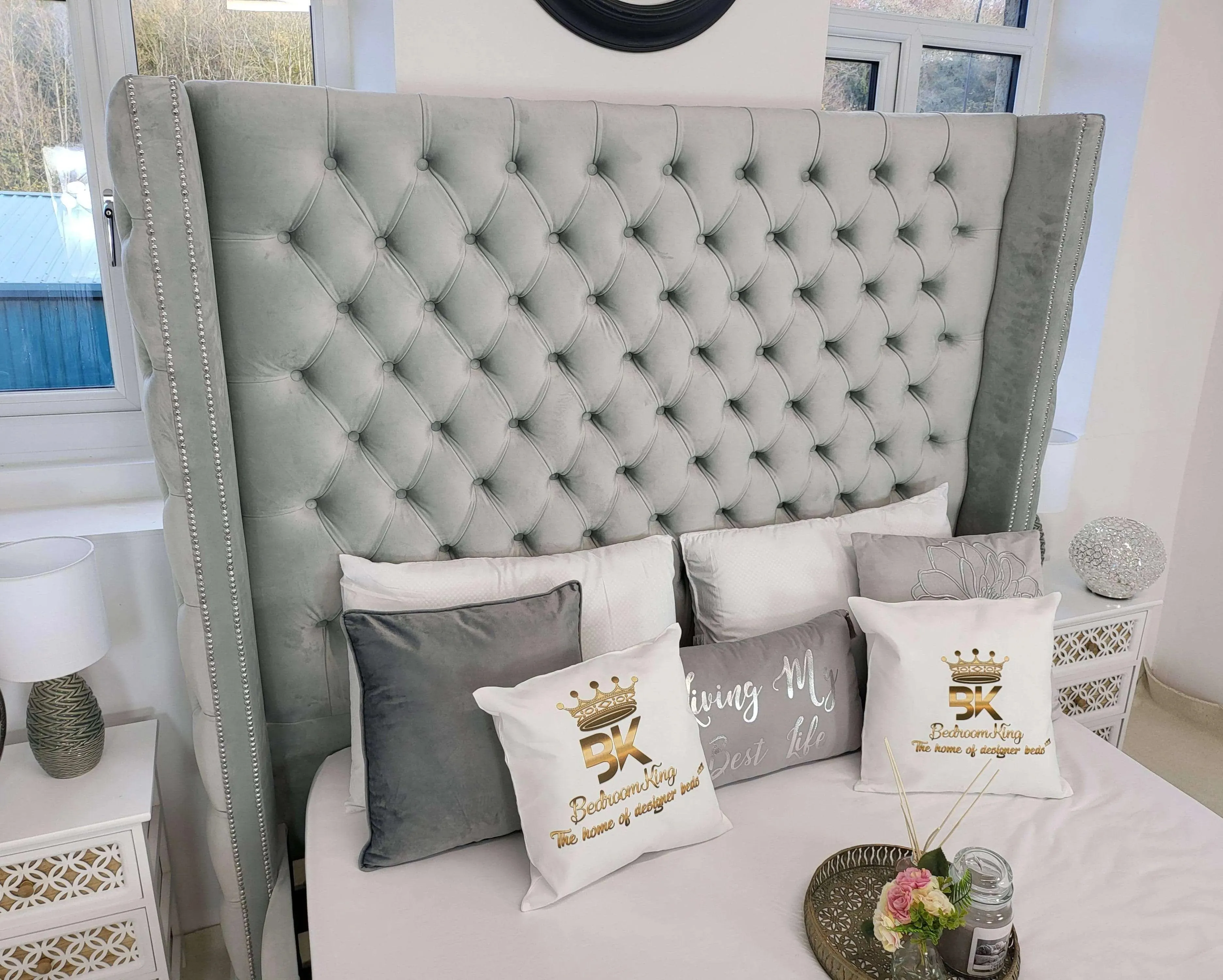 Abigail Wingback Bed Frame 75" (6ft2) Tall Headboard