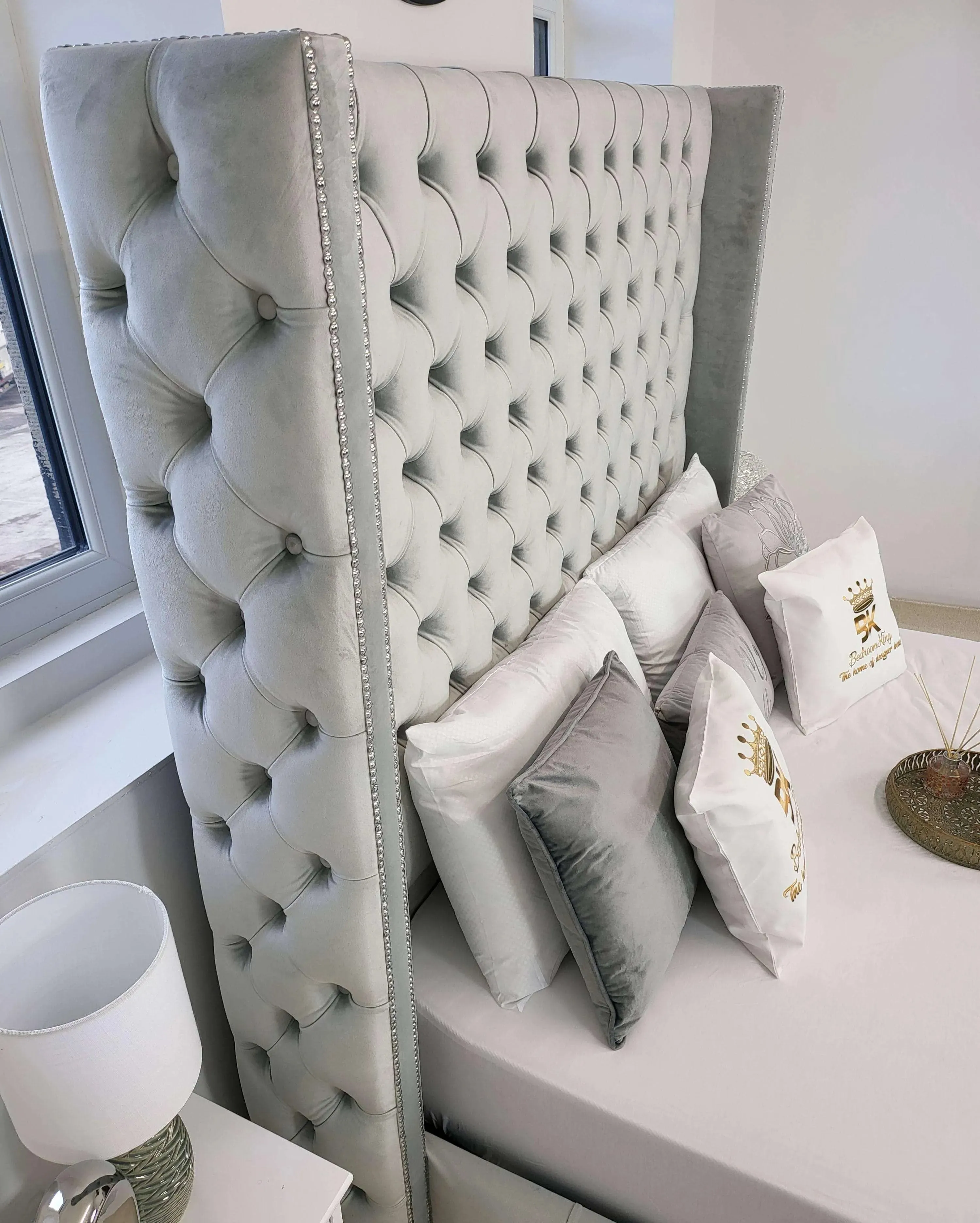 Abigail Wingback Bed Frame 75" (6ft2) Tall Headboard