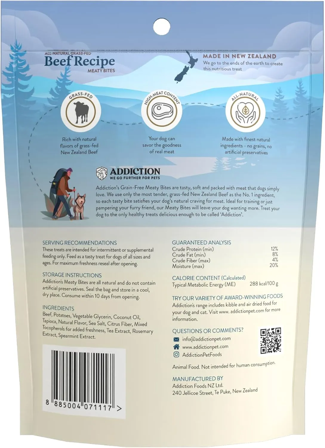 Addiction Meaty Bites - Hypoallergenic Dog Treats - Made in New Zealand - High Meat Content - Gluten and Grain-Free - Soft and Allergy Friendly Dog Treats (Beef, 4 Ounces - 3 Packs)
