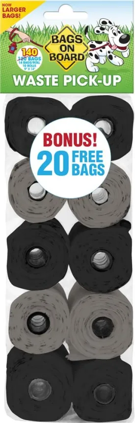 Bags on Board Waste Pick-up Bags Refill Grey, Black 140ct
