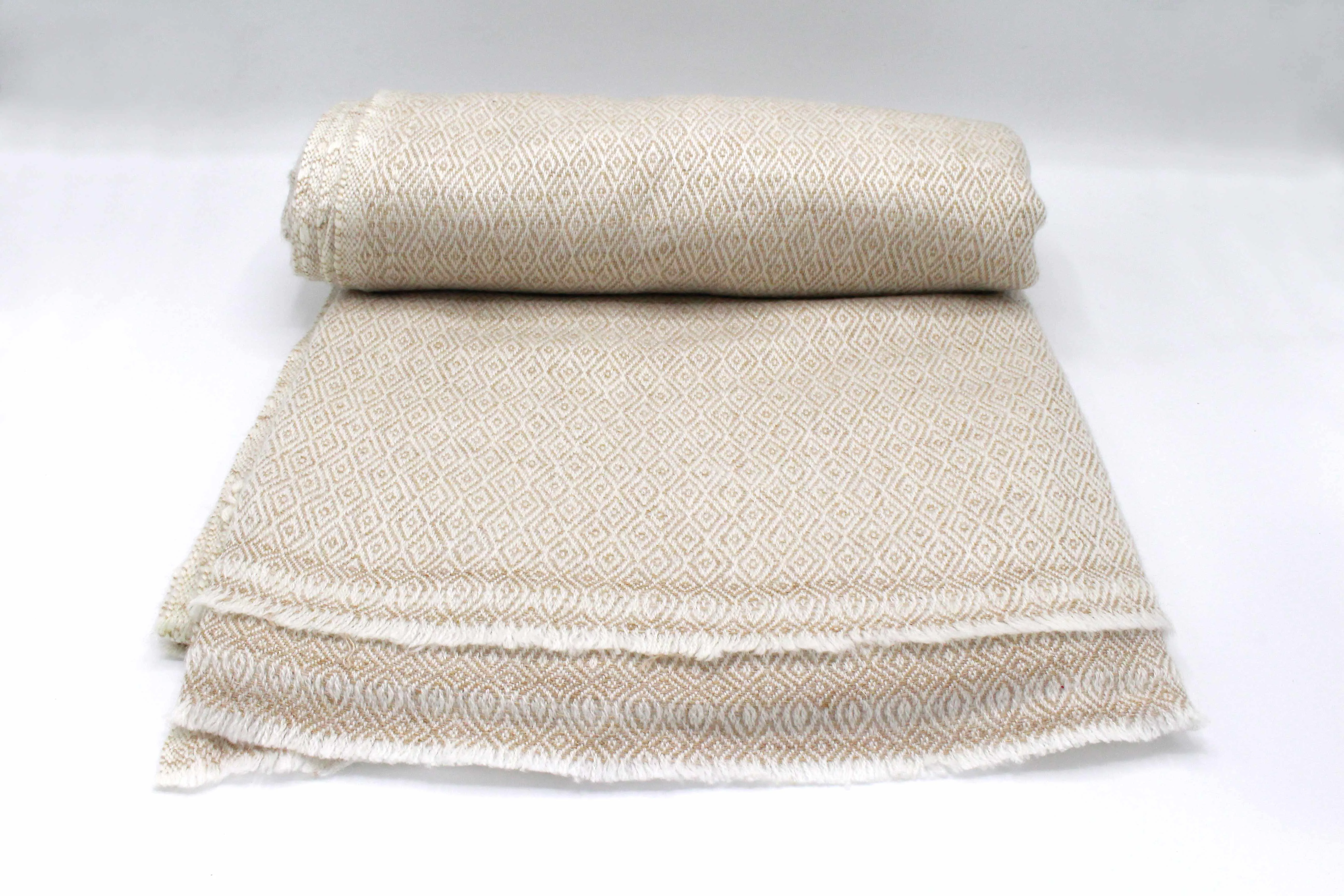 Bisque Brown Diamond Pattern Cashmere Blanket