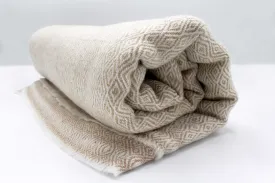 Bisque Brown Diamond Pattern Cashmere Blanket
