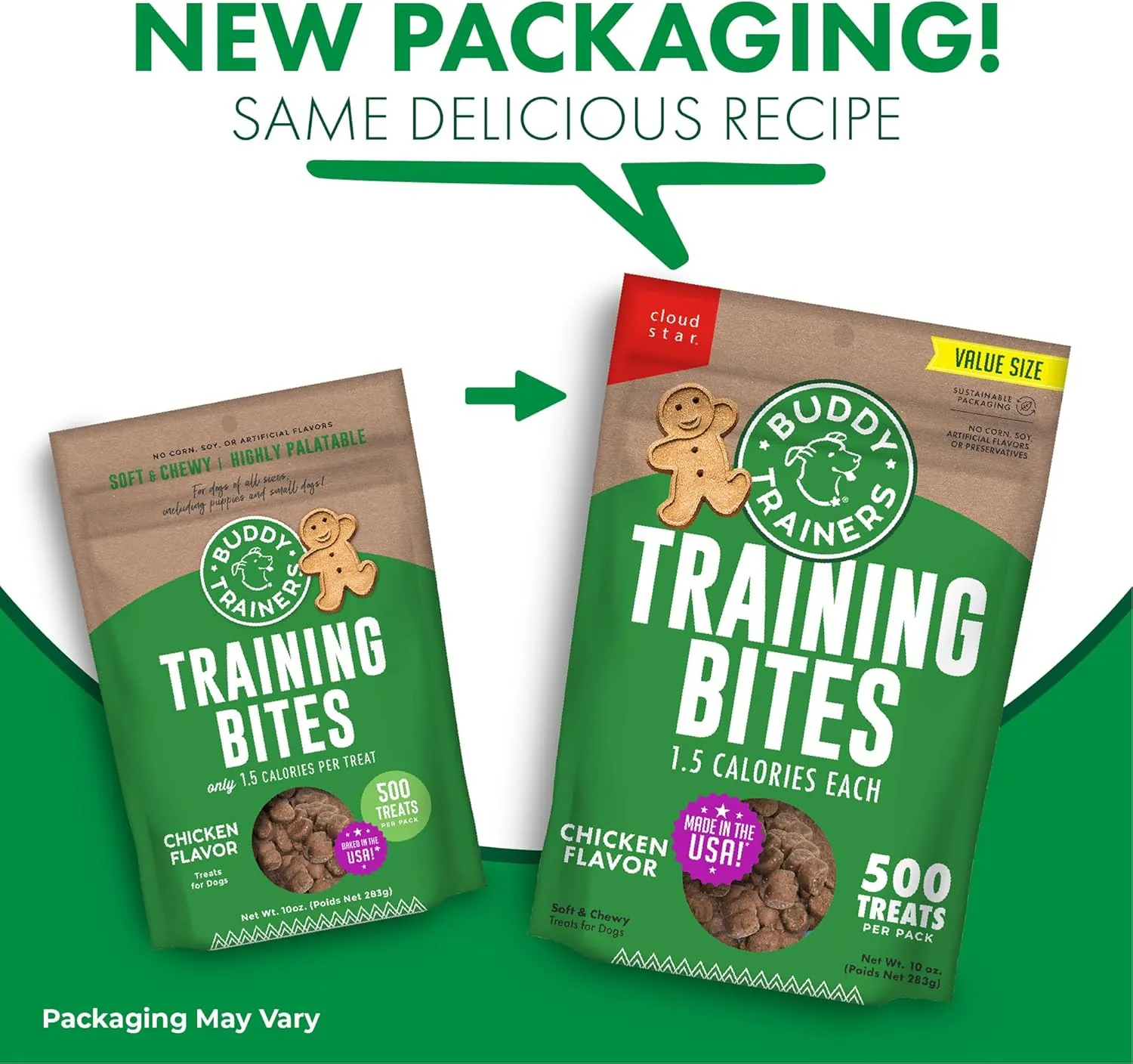 Buddy Biscuits Trainers 10 oz. Pouch of Training Bites Soft & Chewy Dog Treats Made with Chicken Flavor