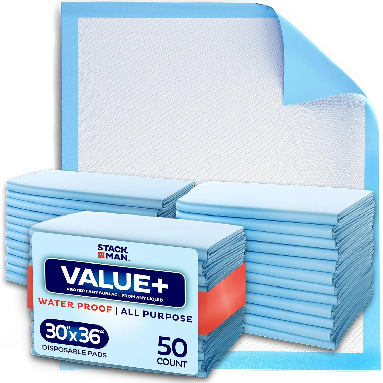 Chucks Pads Disposable [50-Pack] Underpads 23x36 Incontinence Chux Pads Absorbent Fluff Protective Bed Pads, Pee Pads for Babies, Kids, Adults & Elderly | Puppy Pads Large for Training Leak Proof