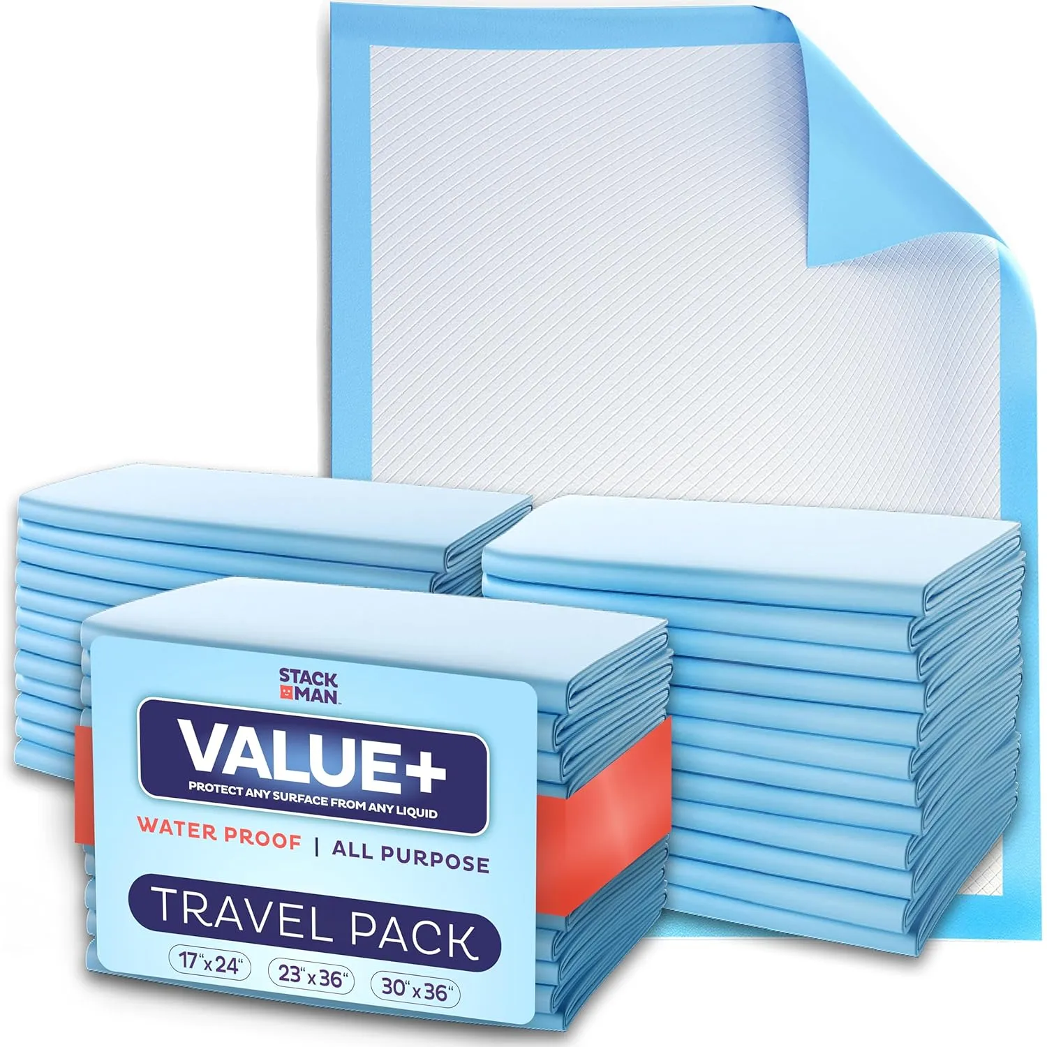 Chucks Pads Disposable [50-Pack] Underpads 23x36 Incontinence Chux Pads Absorbent Fluff Protective Bed Pads, Pee Pads for Babies, Kids, Adults & Elderly | Puppy Pads Large for Training Leak Proof