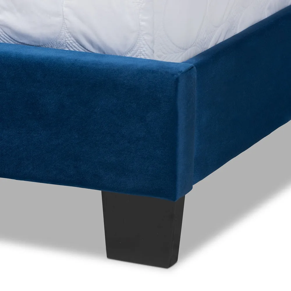 Clare Queen Size Bed Grey Velvet with Channel Tufted Headboard