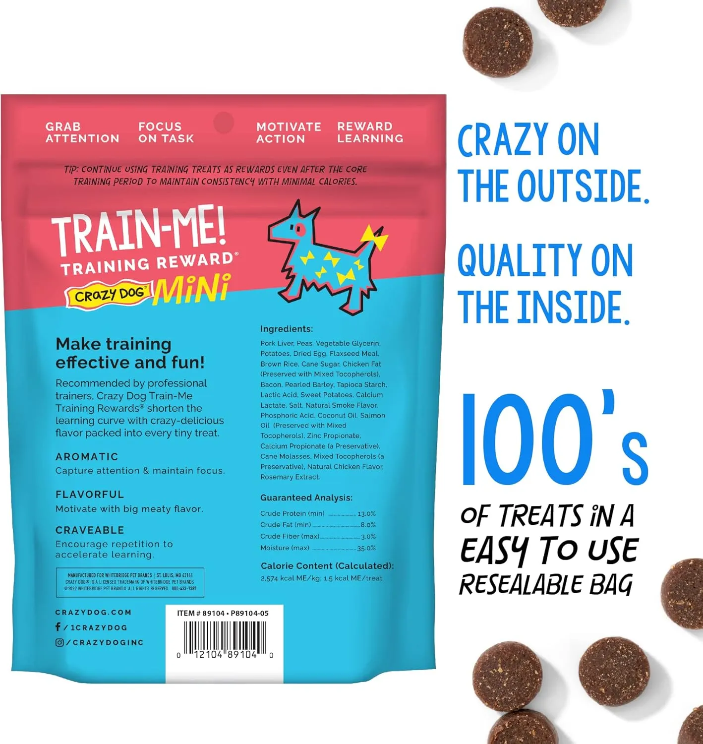 Crazy Dog Train-Me! Training Reward Mini Dog Treats 4 Ounce (Pack of 1)