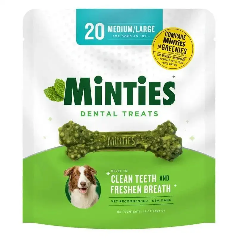 Dental Bone Treats - 20 Ct for Dogs 40  lbs