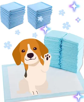 Dog and Puppy Pet Pee Training Pads with Odor-Eliminating Leak-Proof Quick-Dry Design, Potty Training, Super Absorbency, Regular Size, 17.7 x 13 Inches, Pack of 100, Blue & White