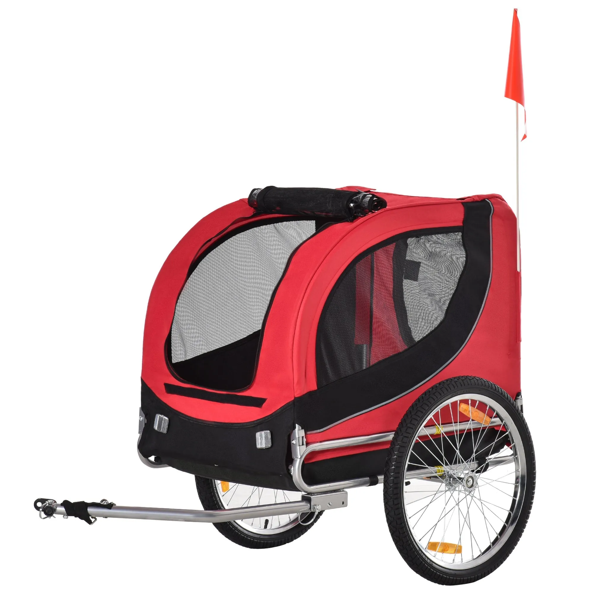 Dog Bike Trailer Folding Bicycle Pet Trailer Dog Bike Jogger Travel CarrierWithRemovable Cover-Red