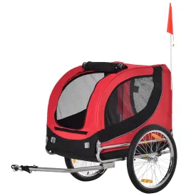 Dog Bike Trailer Folding Bicycle Pet Trailer Dog Bike Jogger Travel CarrierWithRemovable Cover-Red