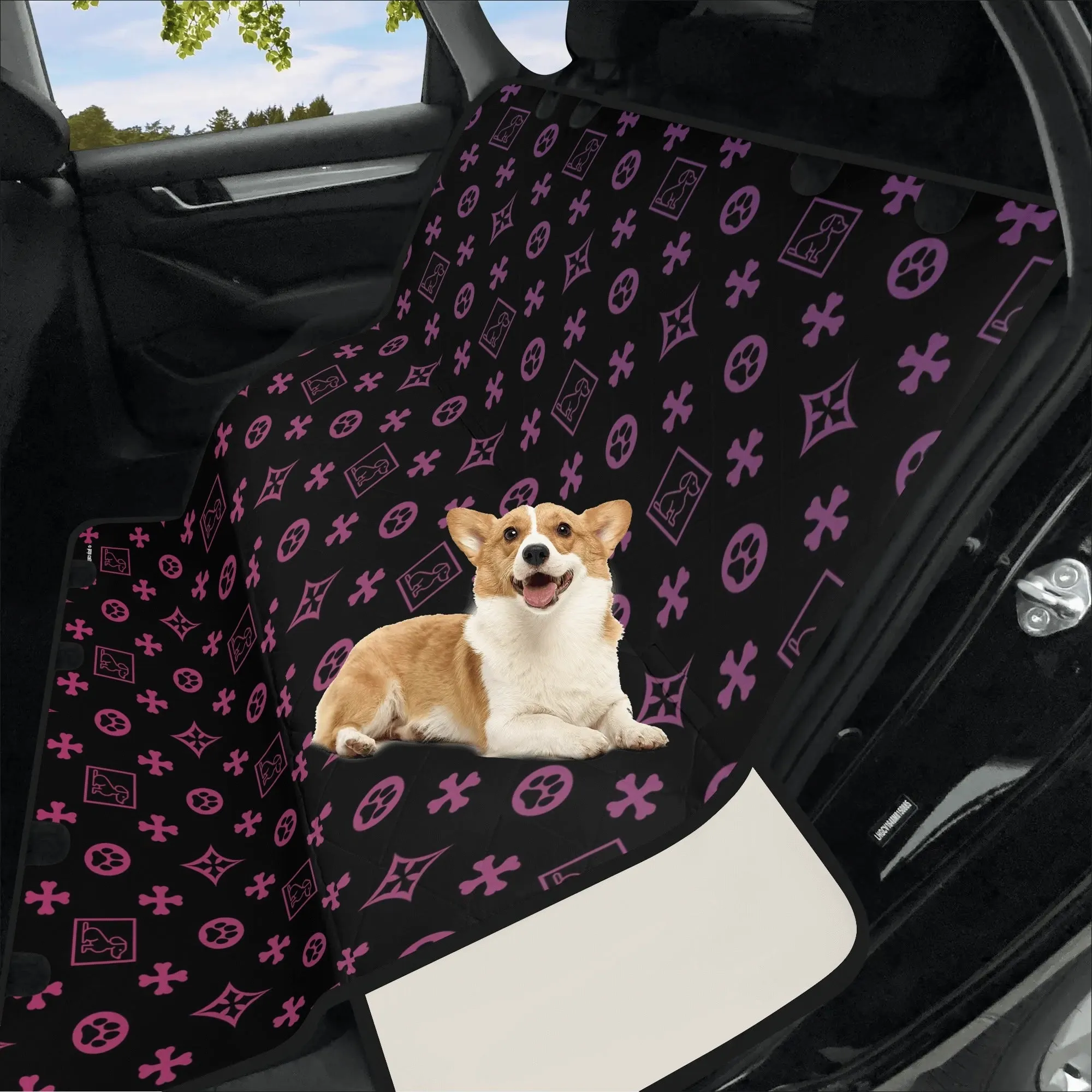 Dog Lover Motif Hammock Black   Ombre Dog Car Seat Cover