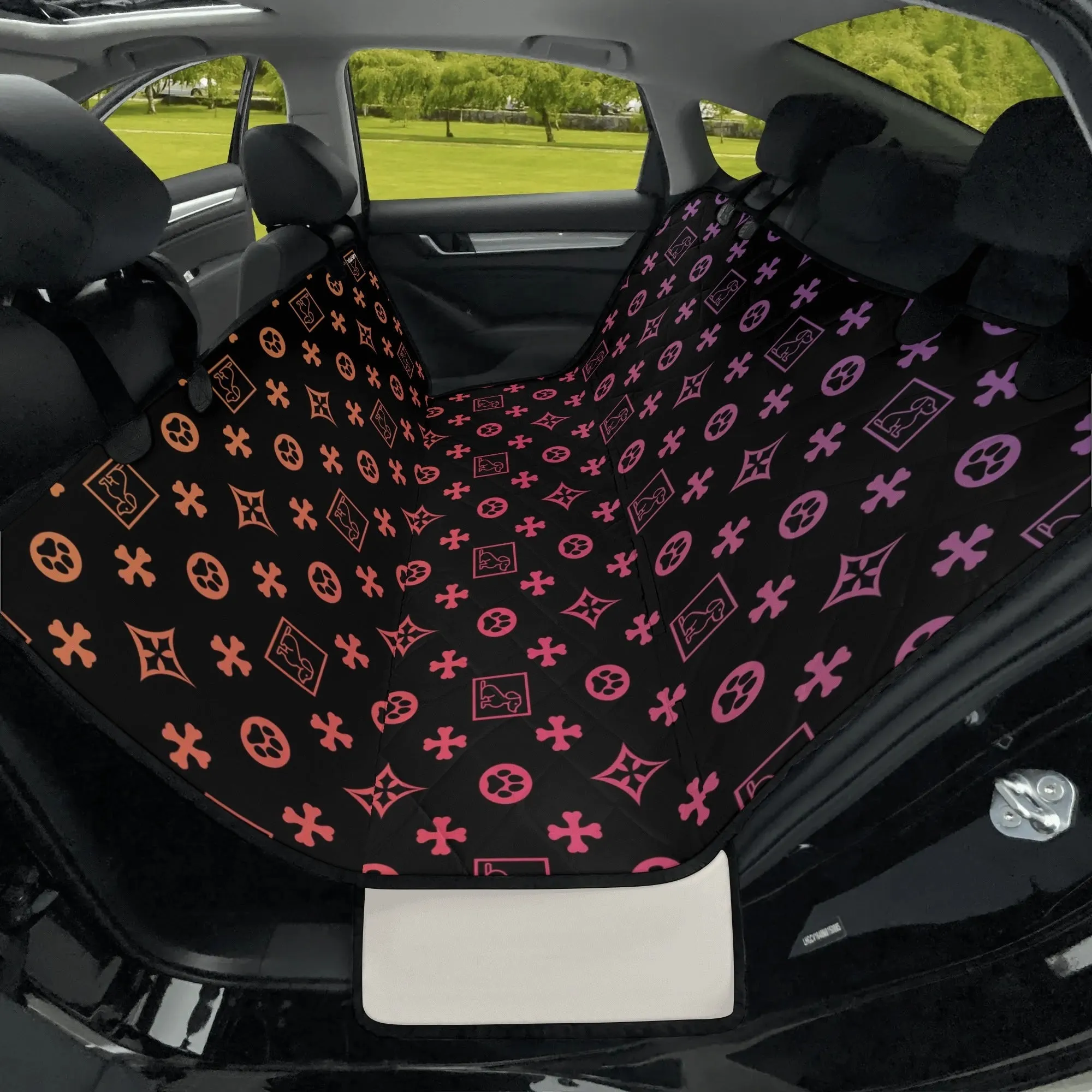 Dog Lover Motif Hammock Black   Ombre Dog Car Seat Cover