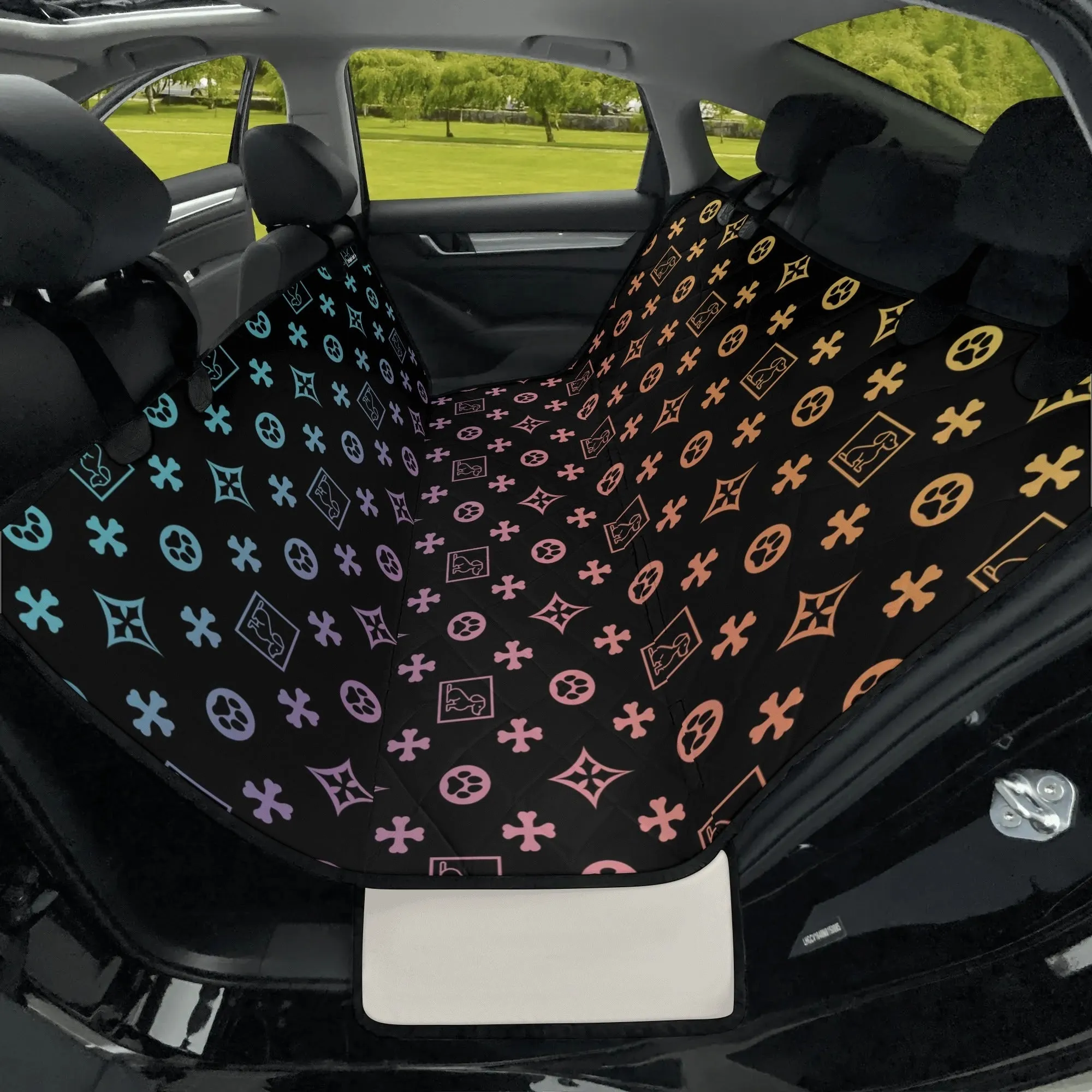 Dog Lover Motif Hammock Black   Ombre Dog Car Seat Cover