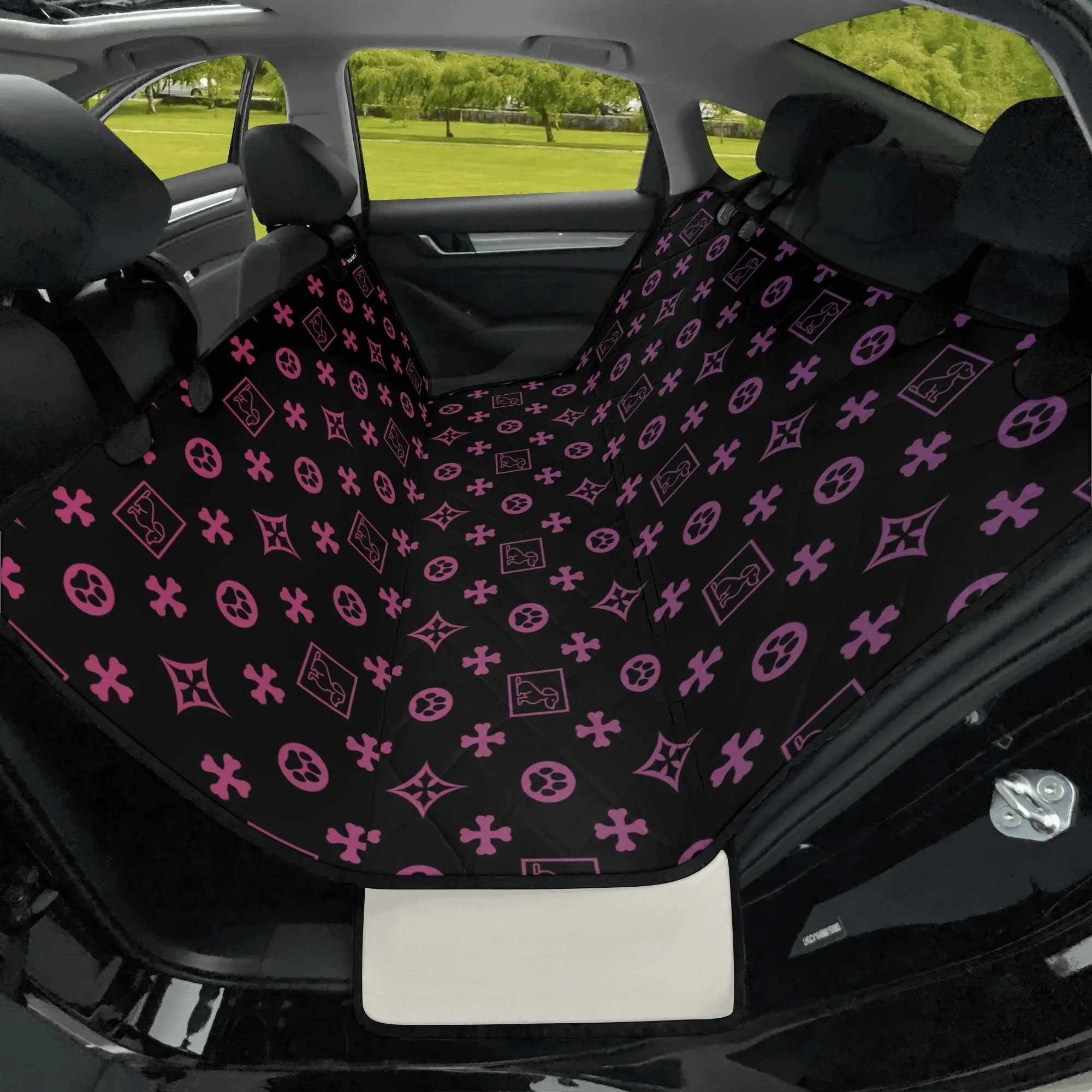 Dog Lover Motif Hammock Black   Ombre Dog Car Seat Cover