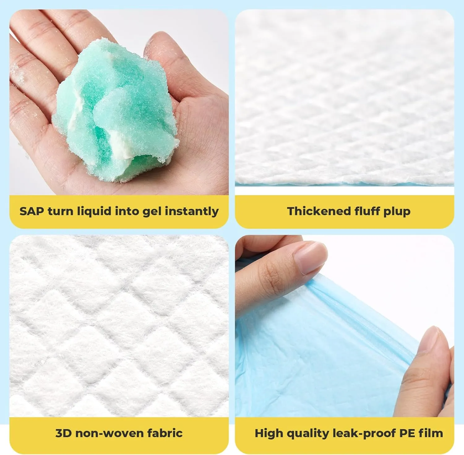 Dog Pee Pads: Super Absorbent & Leak-Proof Puppy Pads - Thicken Disposable Dog Training Pads Potty Pads for Dogs - Pee Pads for Doggie Cats Rabbits Quick Dry 24''x18'' Pack of 50