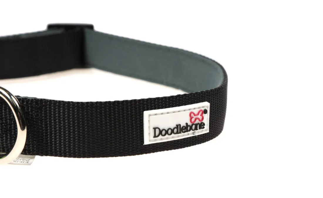 Doodlebone Padded Dog Collar - Black Coal