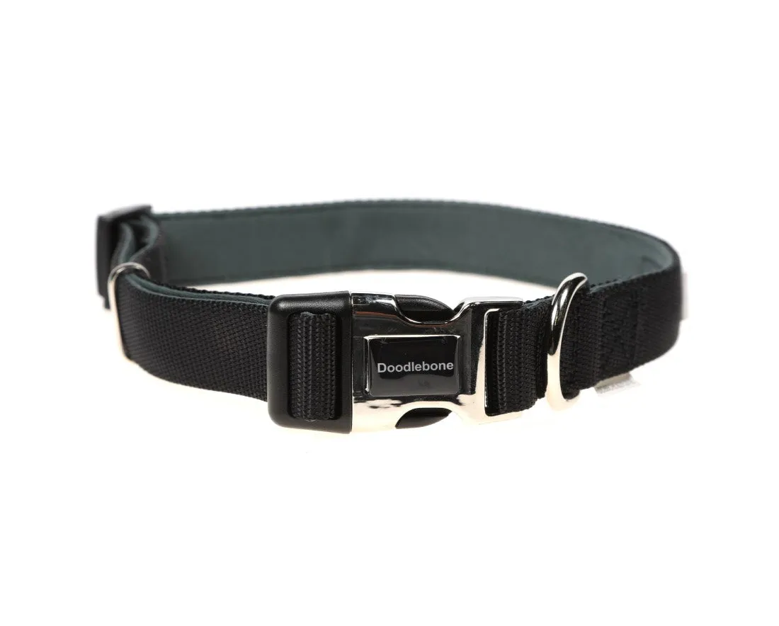 Doodlebone Padded Dog Collar - Black Coal