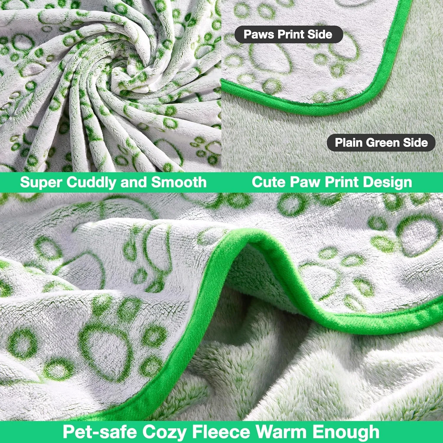 Green Throw Dog Blanket for Puppy Gifts, Dog Stuff Used for Pet Beds, Washable Soft Puppy Essentials Accesssories