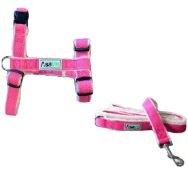 Hemp Dog Harness and Leash Set - Pink