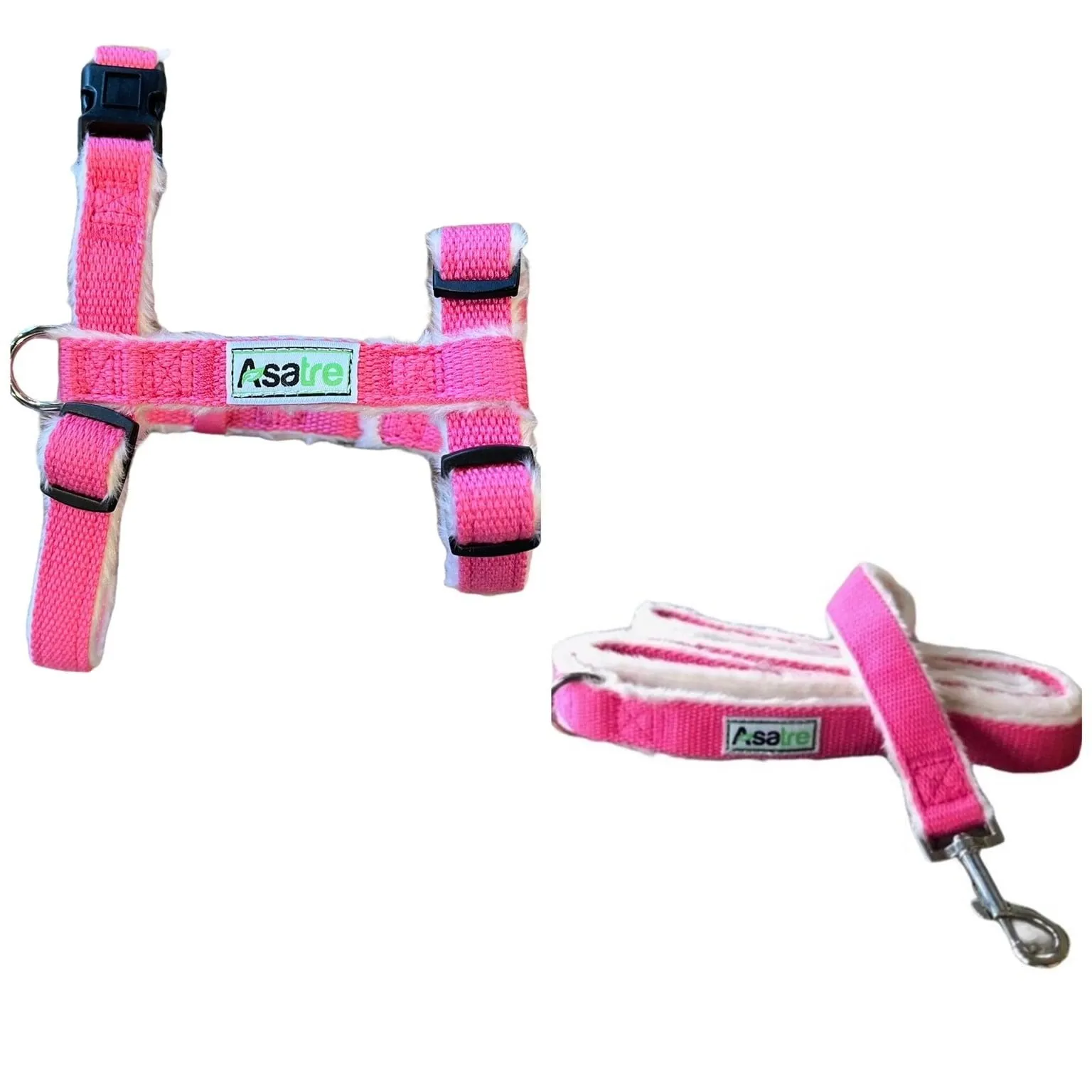 Hemp Dog Harness and Leash Set - Pink