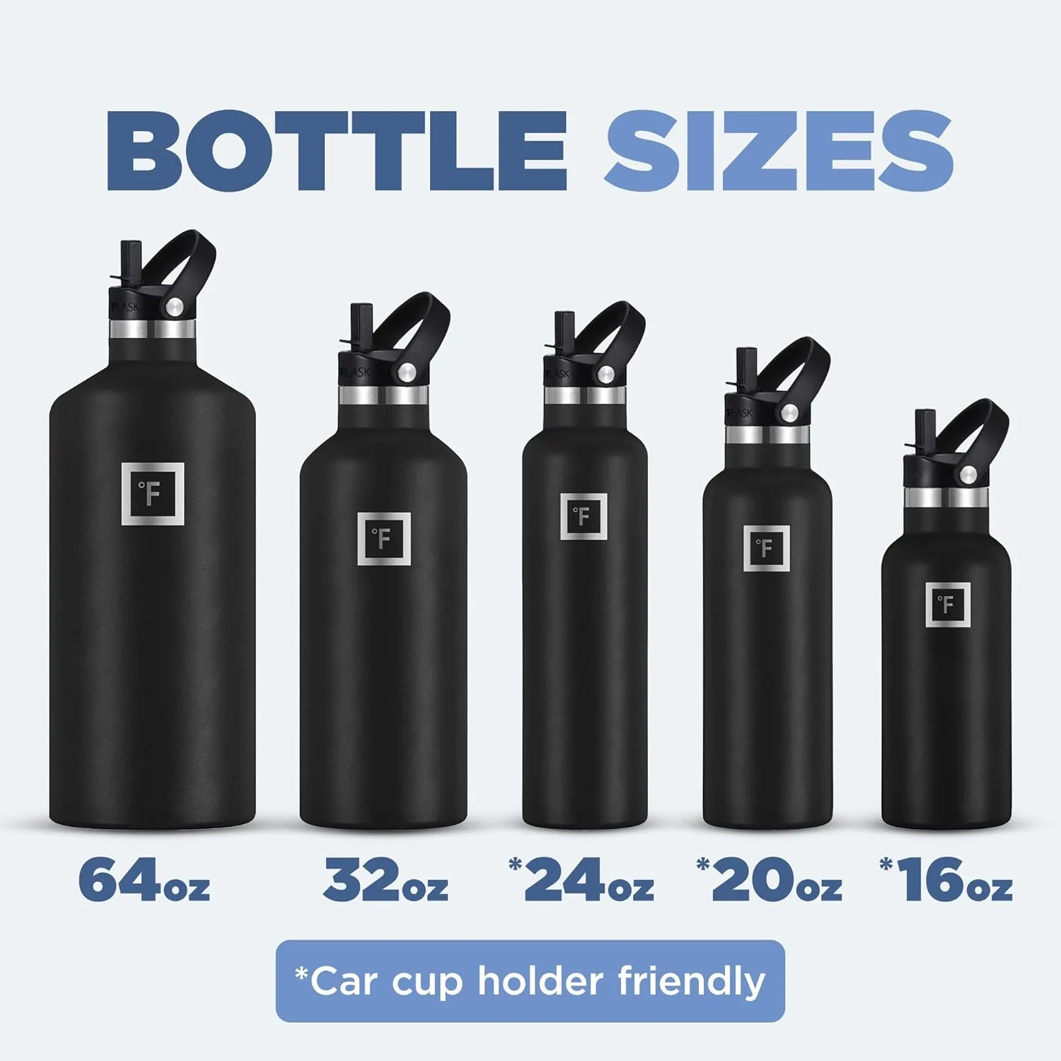 IRON FLASK Camping & Hiking Hydration Canteens - 3 Lids (Narrow Straw Lid) Leak Proof Vacuum Insulated Stainless Steel - Hot & Cold Double Walled Sports Water Bottle - Cobalt, 24 Oz