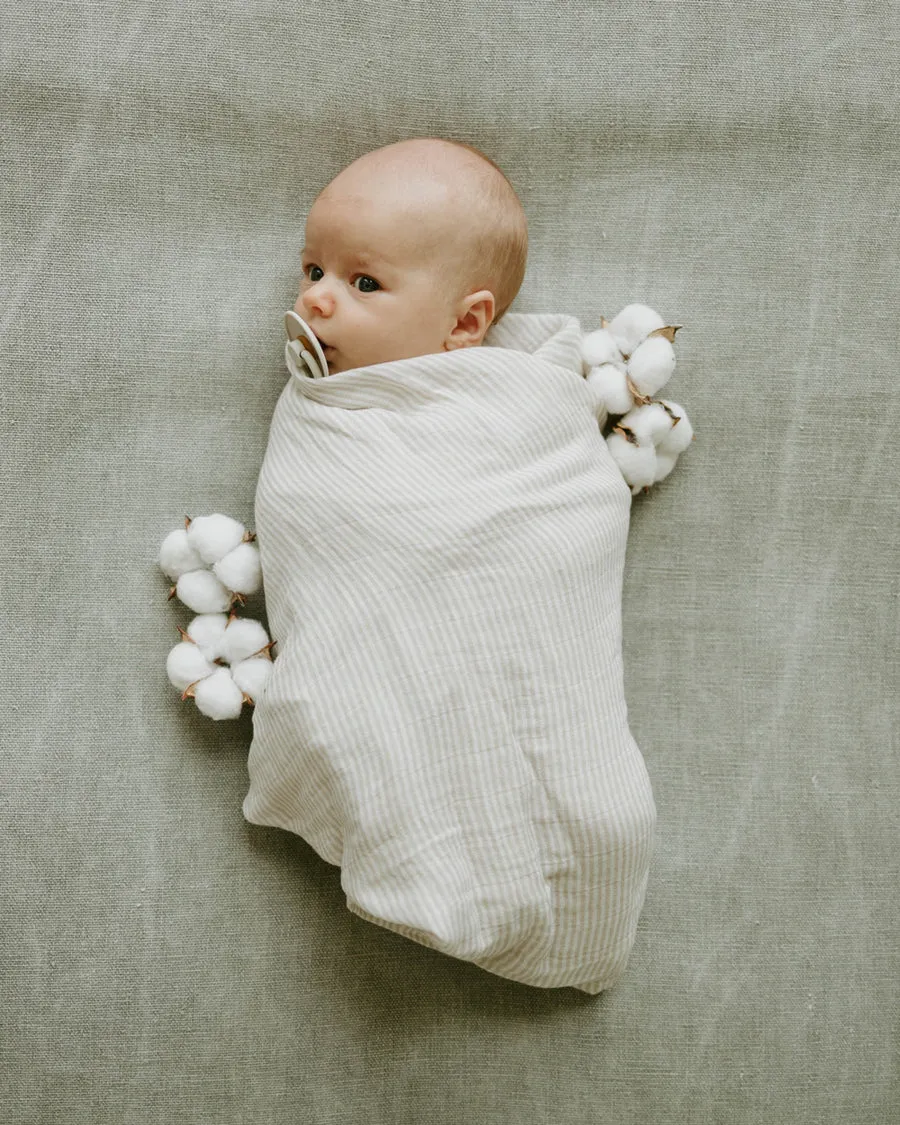 Little Unicorn Organic Cotton Muslin Swaddle Blanket / Sand Stripe