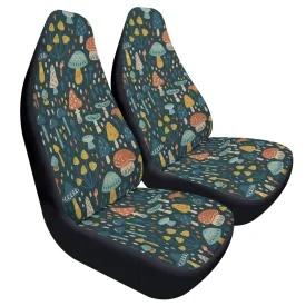 Mushroom Car Seat Covers (2 pcs), Nature Cottagecore  Pattern Auto Front Seat Dog Pet Vehicle SUV Universal Protector Accessory Men Women