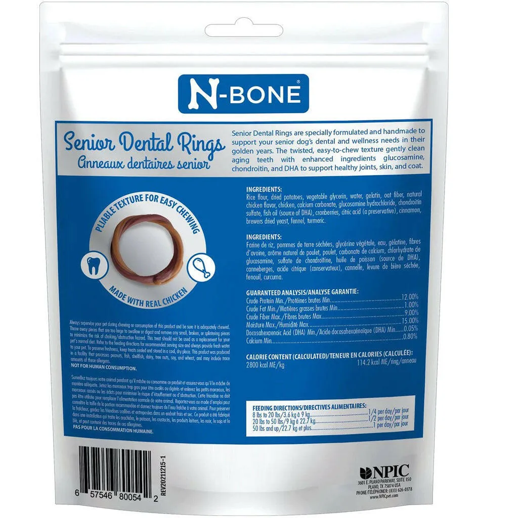 N-Bone Senior Dogs 6  & Over Dental Rings Chicken Flavor, 7 count