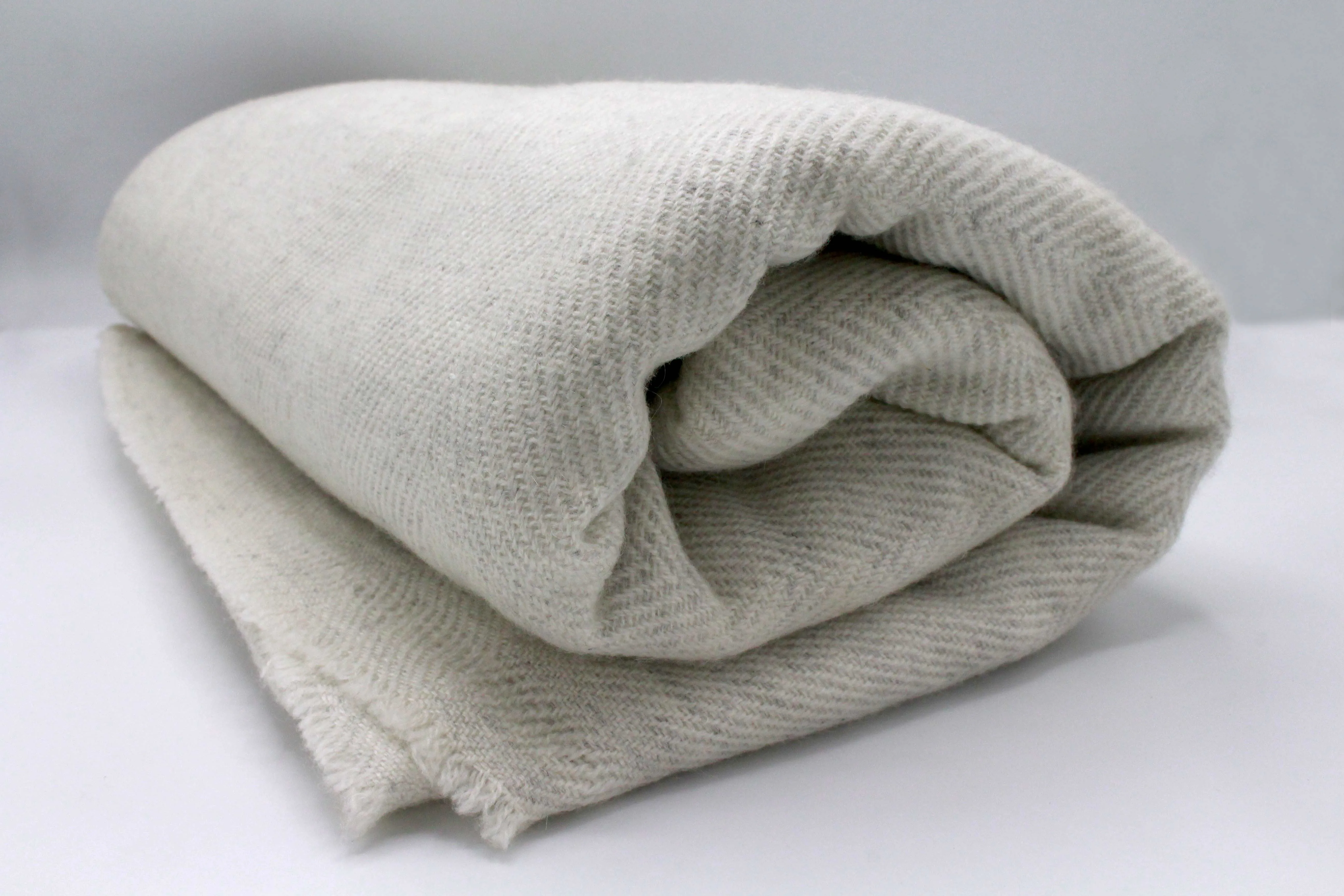 Off White Chevron Pattern Cashmere Blanket