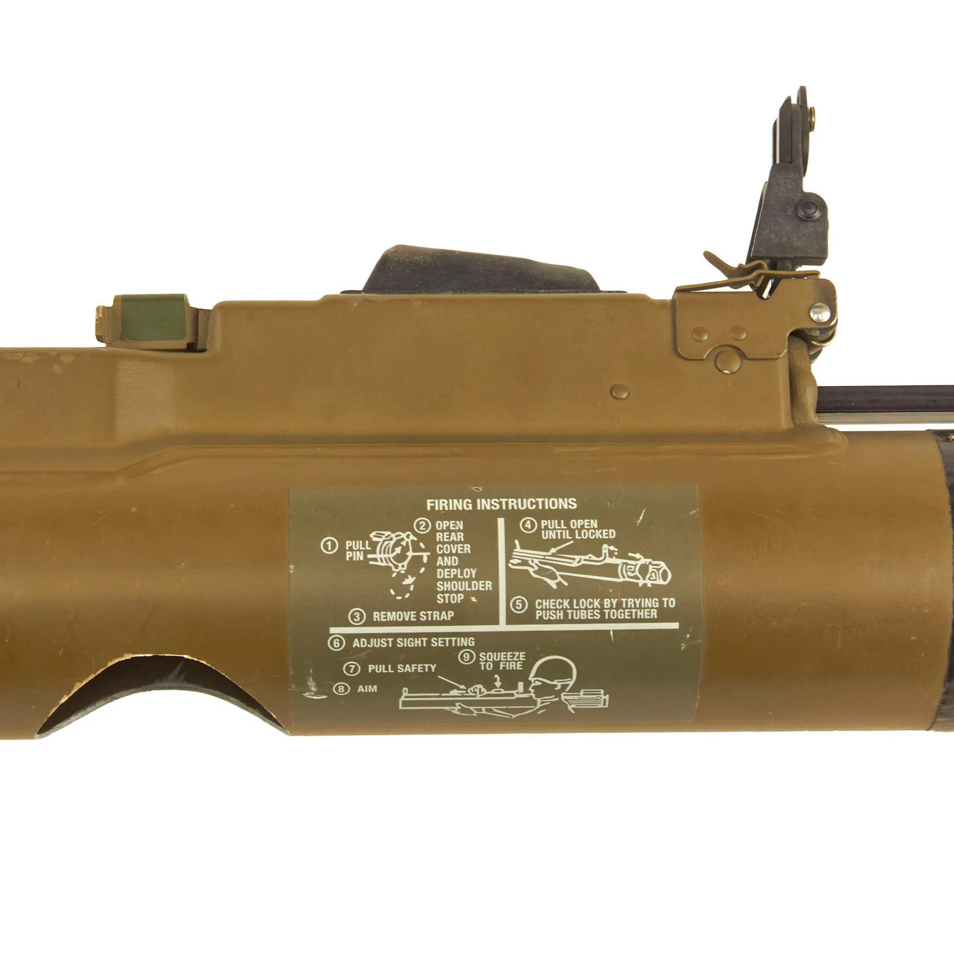 Original U.S. Global War on Terror INERT M72A7 Light Anti-Tank Weapon LAW Rocket Propelled Grenade Launcher With Picatinny Rail and Sling Assembly