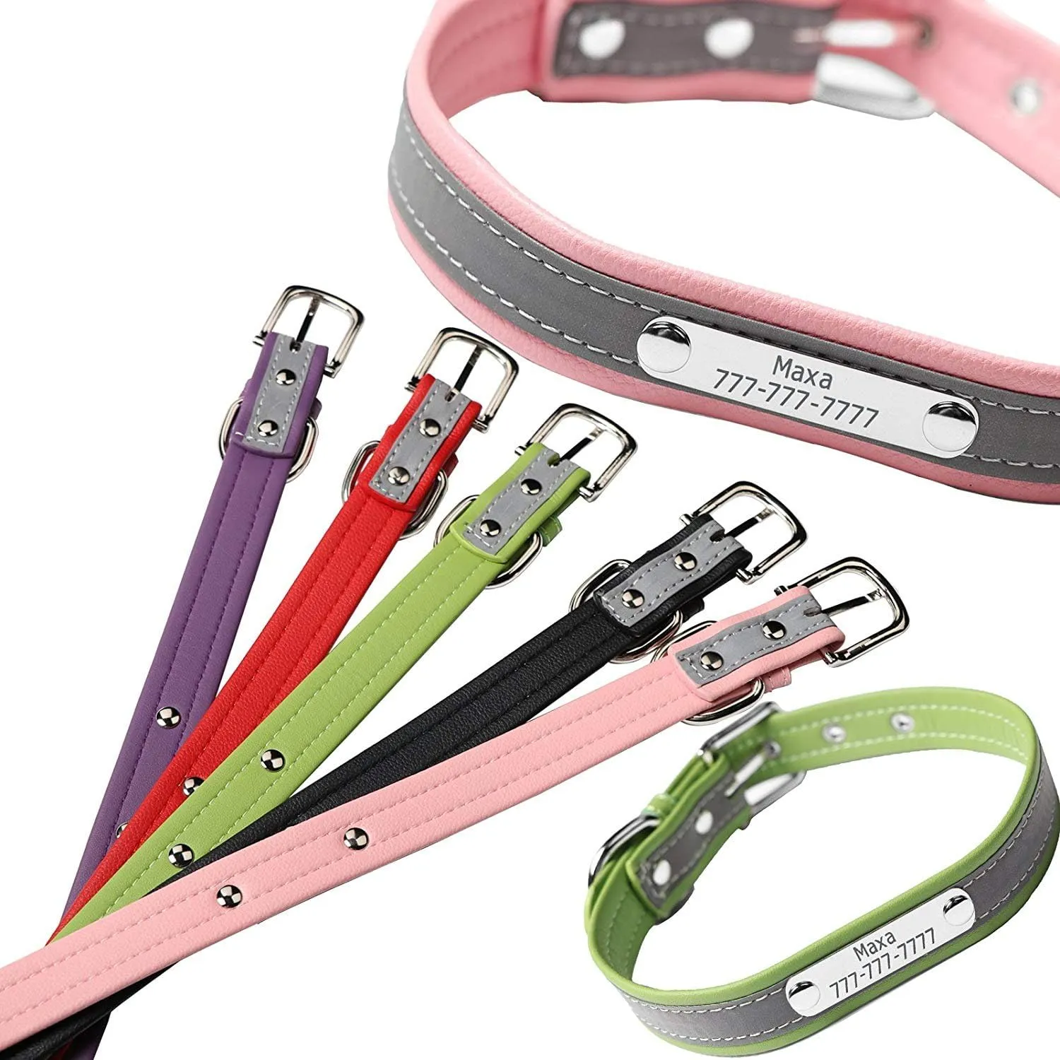Personalized Reflective Cat Collars with Name Tag and Plated,Engraved Custom Cat Collar with Name and Phone,Kitten Collar with Safety Buckle Adjustable for Cats and Kitten(Purple)