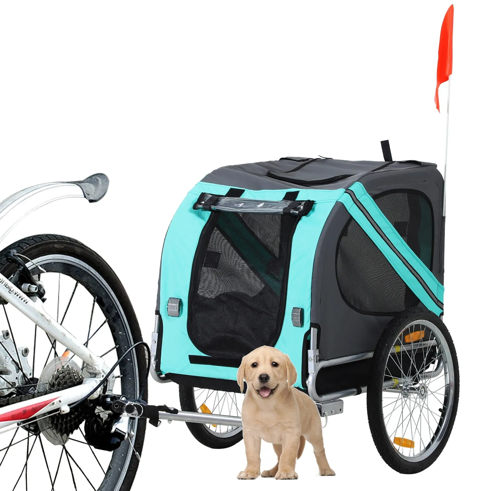 Pet Bicycle Trailer Dog Cat Bike Carrier Water Resistant for Outdoor Green