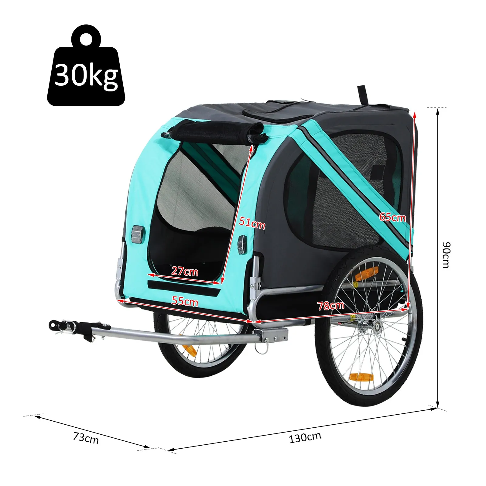 Pet Bicycle Trailer Dog Cat Bike Carrier Water Resistant for Outdoor Green