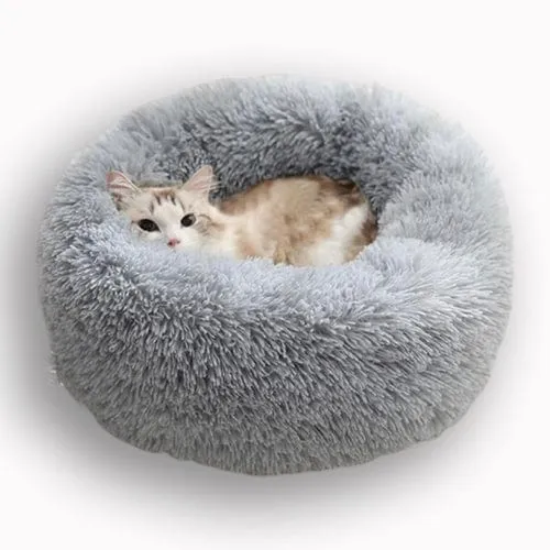 Plush Calming Cat Bed Removable Cover