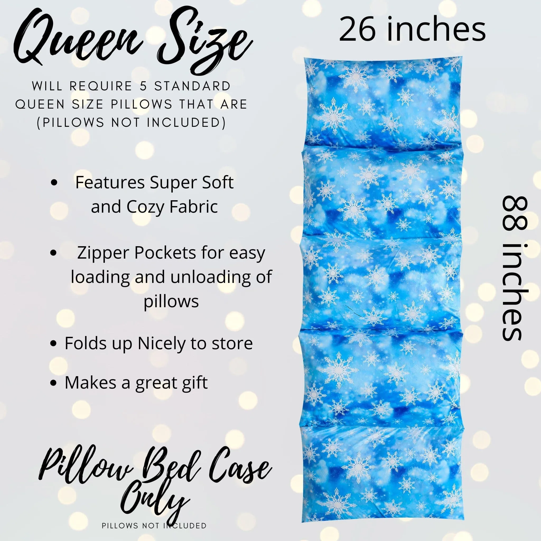 Snowflake Pillow Bed Case, Floor Lounger Holiday Gift for little Princesses