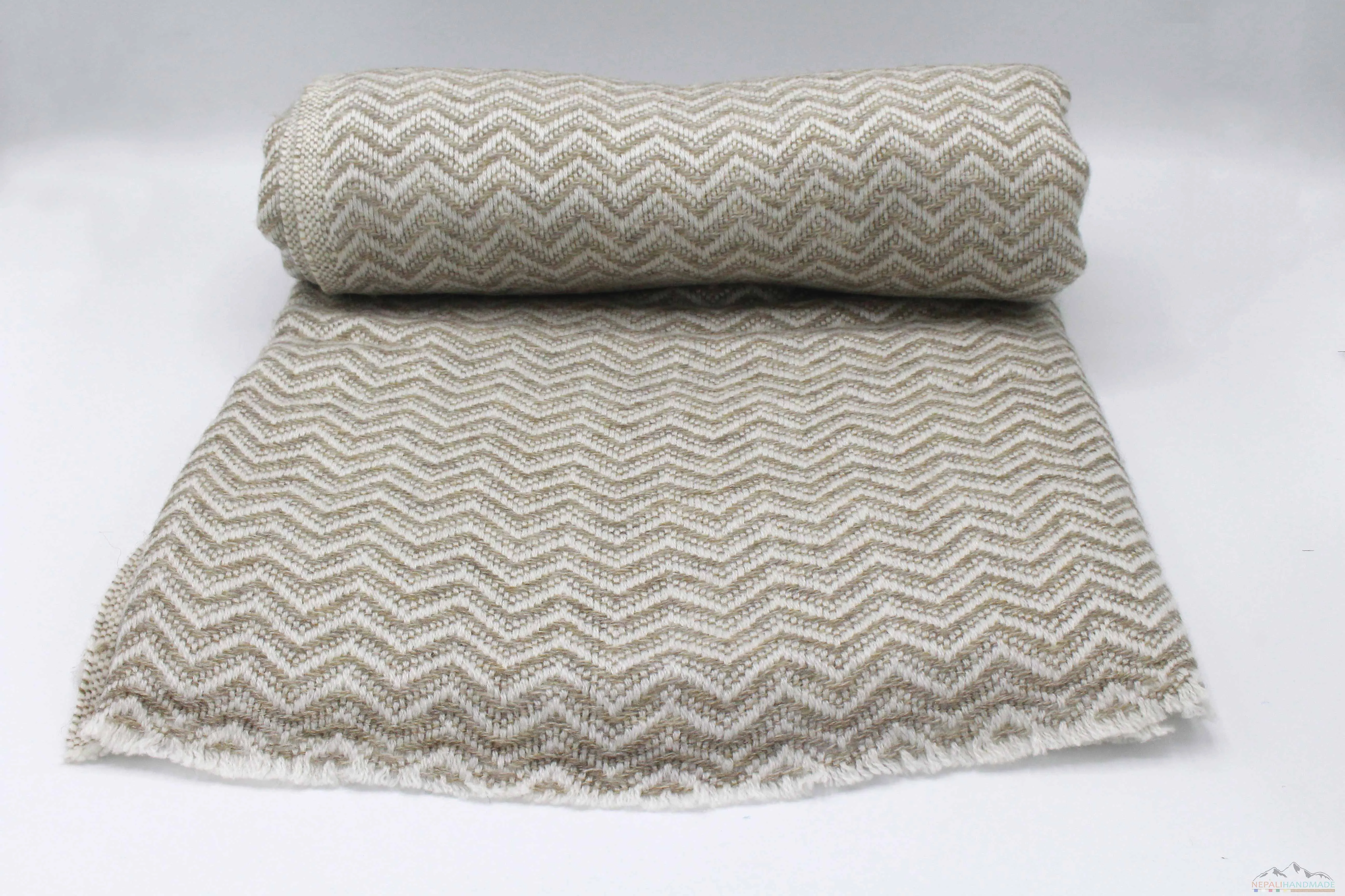 Tan Brown Chevron Cashmere Blanket