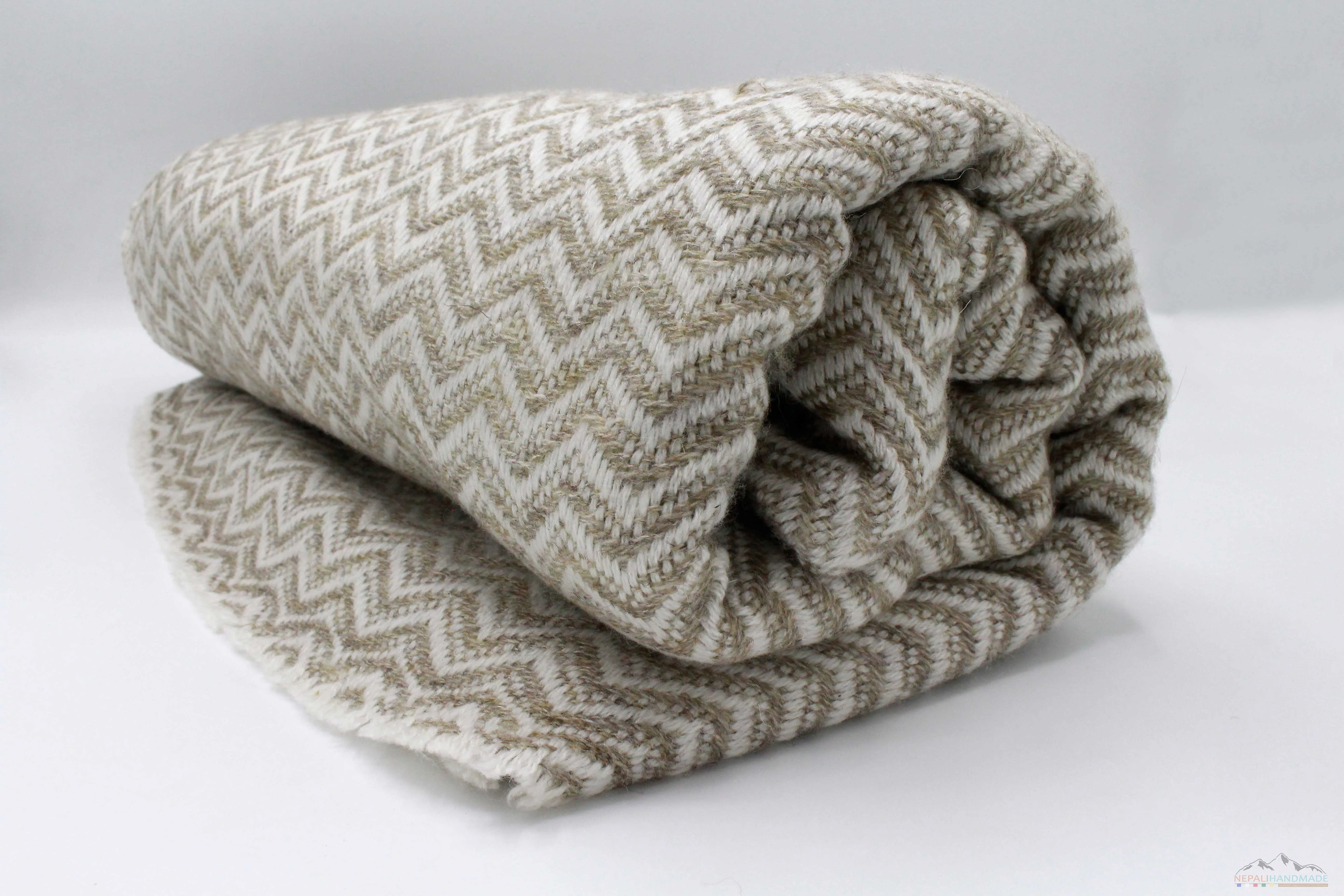 Tan Brown Chevron Cashmere Blanket