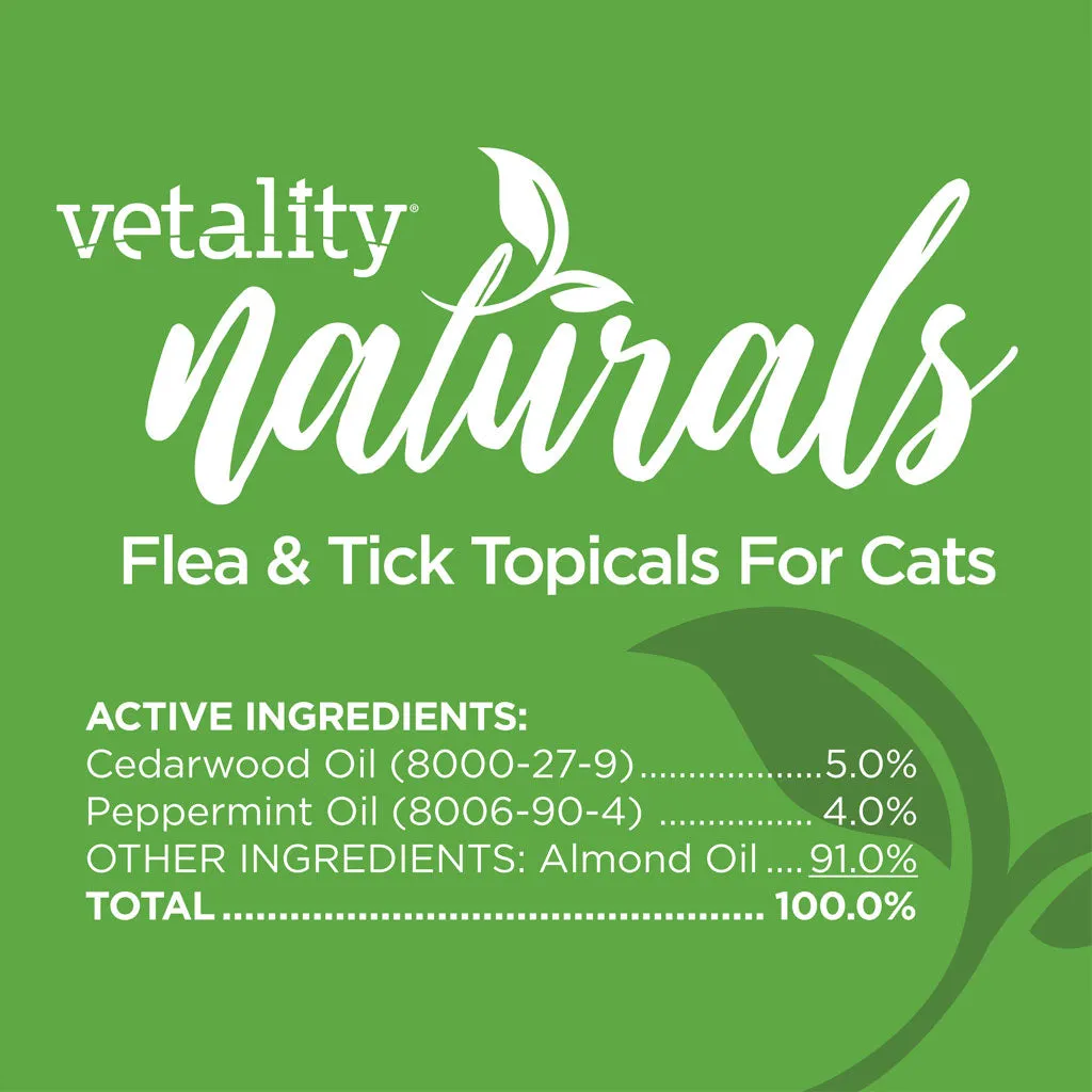 TevraPet Vetality Naturals Flea & Tick Topical for Cats of All Weights, 3 dose