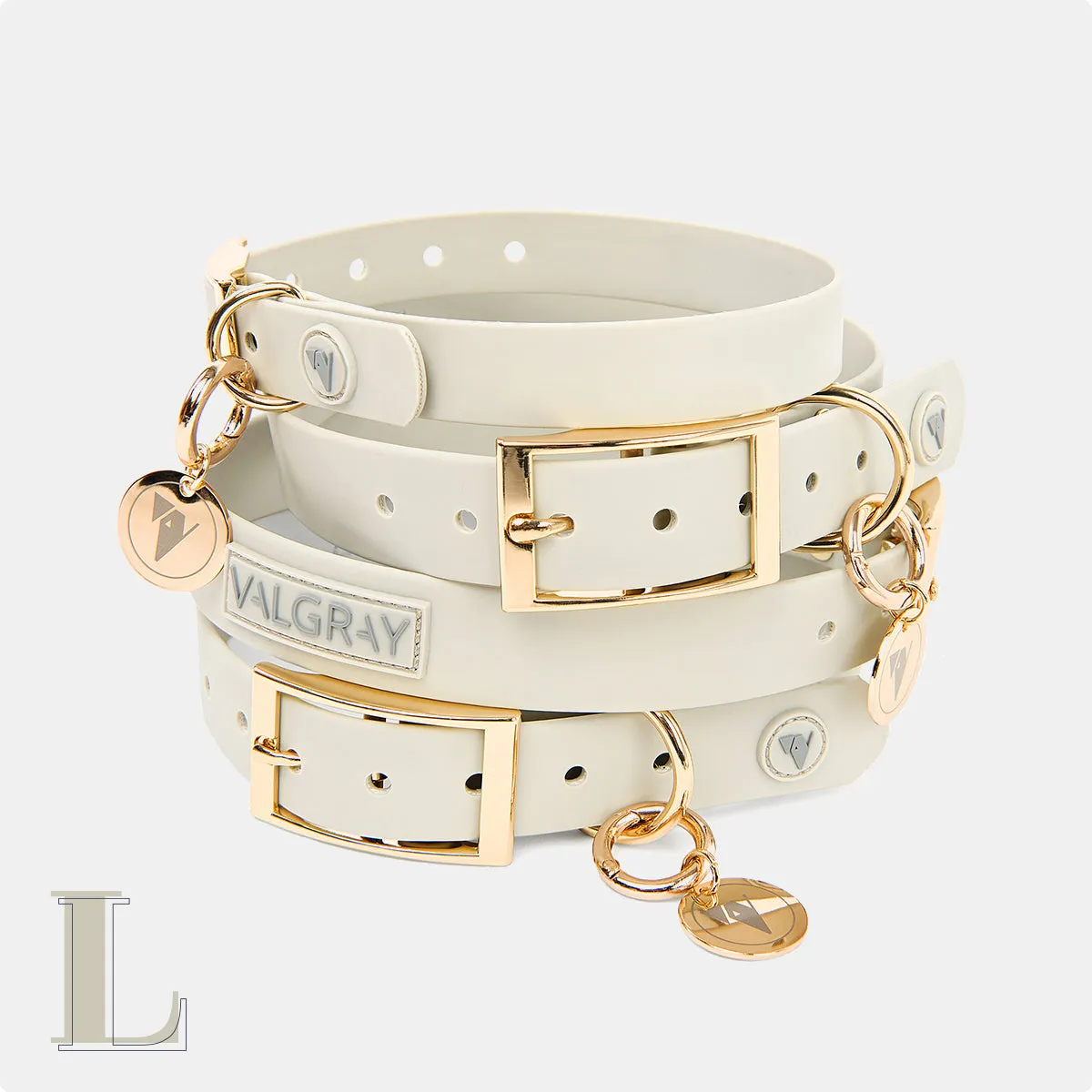 Valgray Splash Proof Adjustable Dog Collar, Bone & Gold, Large