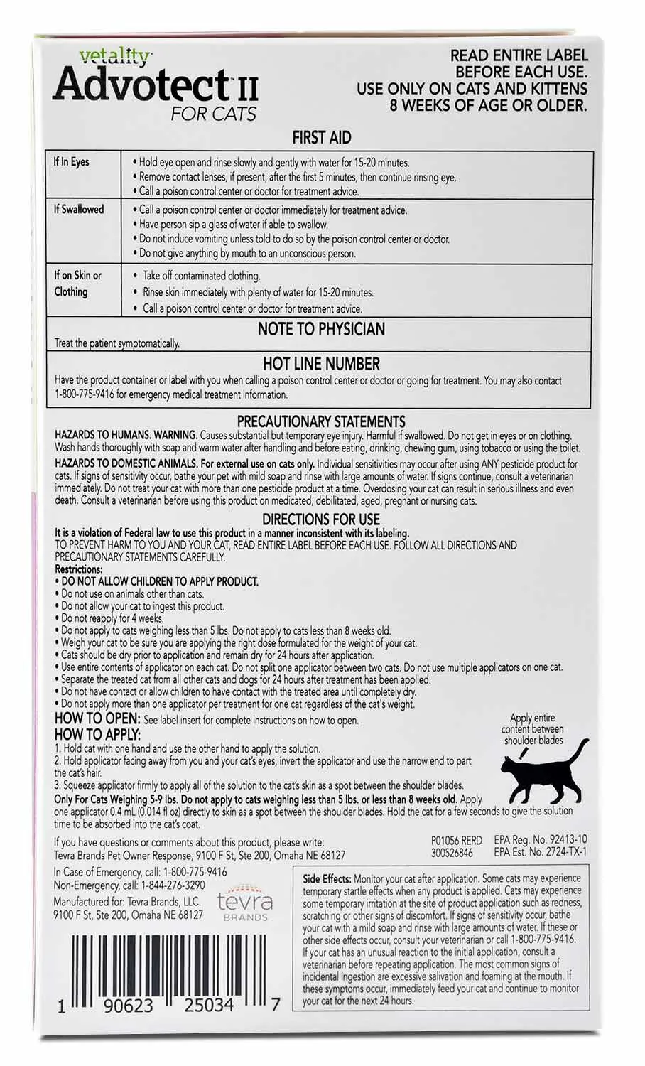 Vetality Advotect II for Cats, 6 pack