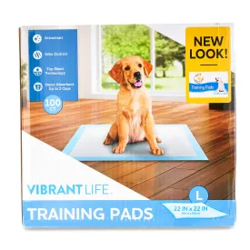 Vibrant Life Training Pads, Large, 22 in x 22 in, 100 Count